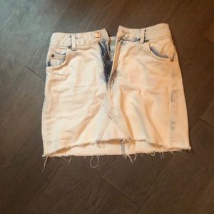 white distressed jean skirt